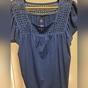 St. John's Bay Navy Blue Shirt Blouse women's Large